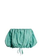 Matchesfashion.com Marques'almeida - Off The Shoulder Gingham Jacquard Top - Womens - Blue Multi