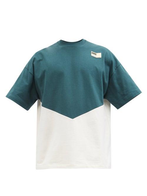 Jil Sander - Logo-embroidered Colour-block Cotton T-shirt - Mens - Blue Multi