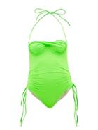 Ladies Beachwear Isa Boulder - Tornado Halterneck Twist-front Swimsuit - Womens - Green