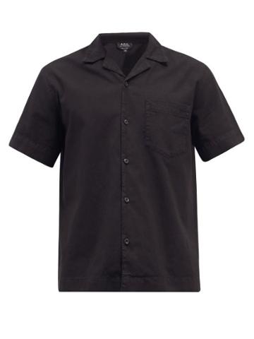 Mens Rtw A.p.c. - Edd Cuban-collar Cotton Shirt - Mens - Black