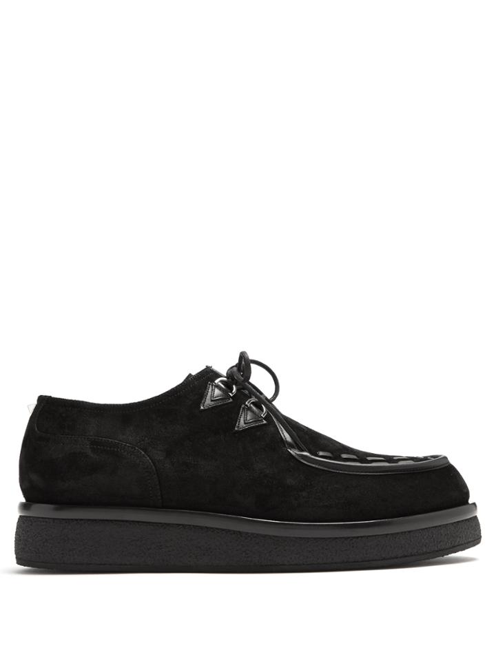 Valentino Almond-toe Suede And Leather Shoes