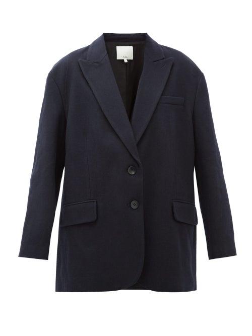 Matchesfashion.com Tibi - Liam Oversized Single-breasted Wool-blend Blazer - Womens - Navy