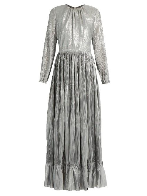 Adam Lippes Long-sleeved Pleated Maxi Dress