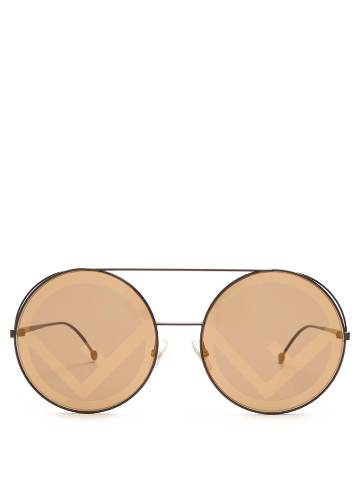Fendi Round-frame Metal Sunglasses
