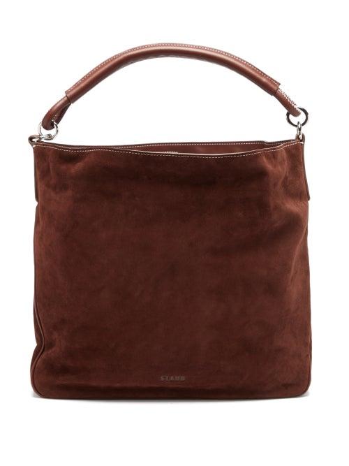 Staud - Perry Leather-trim Suede Shoulder Bag - Womens - Brown