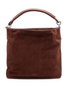 Staud - Perry Leather-trim Suede Shoulder Bag - Womens - Brown