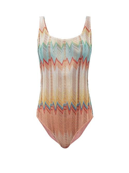 Matchesfashion.com Missoni Mare - Sunset Zigzag Stripe Lam Knit Swimsuit - Womens - Multi