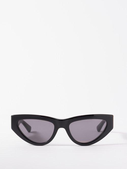 Bottega Veneta Eyewear - Low Cat-eye Acetate Sunglasses - Womens - Black