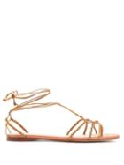 Matchesfashion.com Francesco Russo - Braided Ankle Strap Leather Flat Sandals - Womens - Bronze