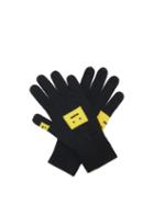 Acne Studios - Evil Face-intarsia Wool Gloves - Mens - Black Yellow