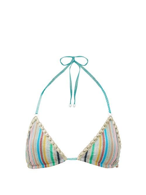 Matchesfashion.com Missoni Mare - Stripe Knitted Halterneck Bikini Top - Womens - Multi