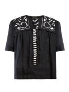 Matchesfashion.com Isabel Marant - Gane Broderie Anglaise Voile Blouse - Womens - Black