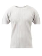 Homme Pliss Issey Miyake - Technical-pleated Jersey T-shirt - Mens - Light Grey