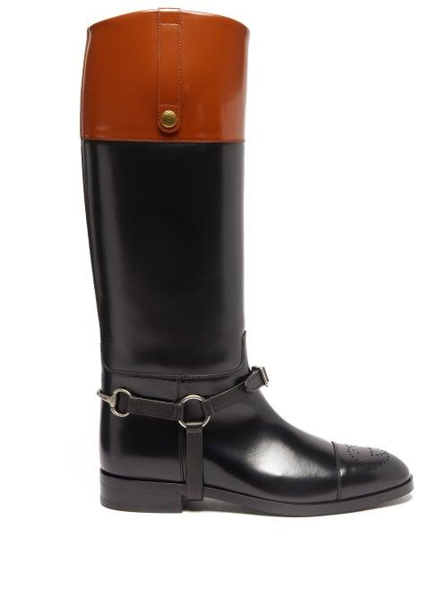 Gucci - Zelda Harness-embellished Leather Knee-high Boots - Mens - Black