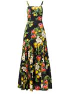 Matchesfashion.com Borgo De Nor - Cordelia Lemon Blossom-print Cotton Maxi Dress - Womens - Black Yellow
