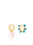 Matchesfashion.com Timeless Pearly - Mismatched Quartz And Jasper Hoop Earrings - Womens - Pink Multi
