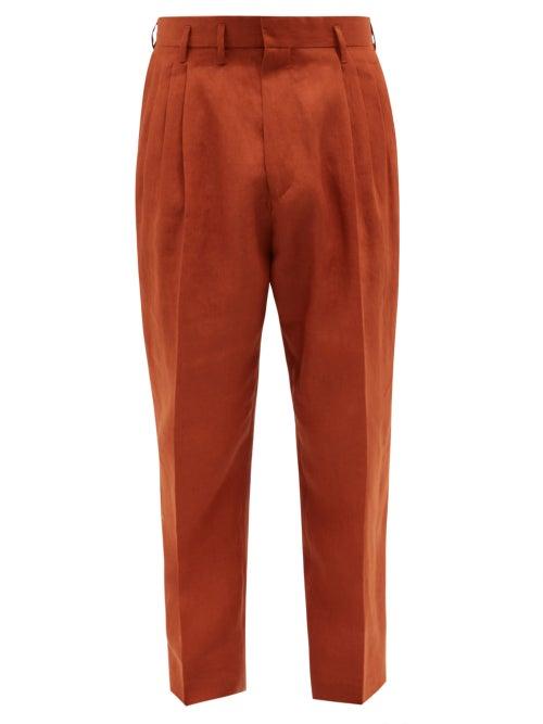 Paul Smith - Pleated Linen Trousers - Mens - Orange