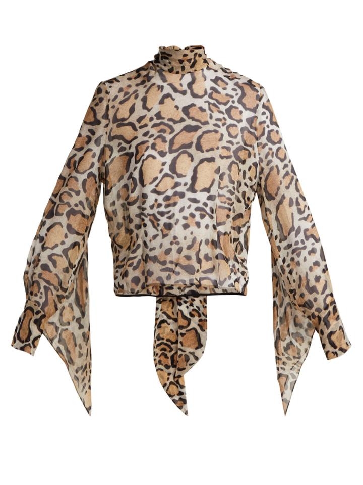 Petar Petrov Erna Leopard-print Silk-chiffon Blouse