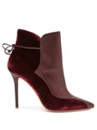 Matchesfashion.com Malone Souliers By Roy Luwolt - Jordan Velvet And Leather Ankle Boots - Womens - Burgundy