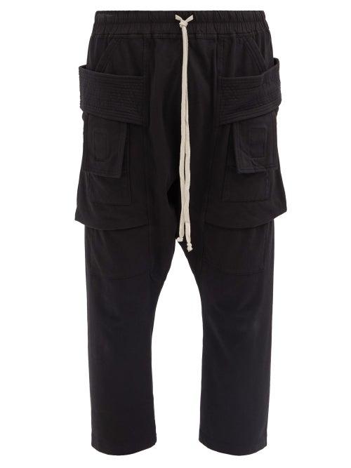 Matchesfashion.com Rick Owens Drkshdw - Creatch Flap-pocket Cotton-blend Cropped Trousers - Mens - Black