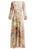 Matchesfashion.com Zimmermann - Heathers Floral Print Linen Dress - Womens - Pink Print