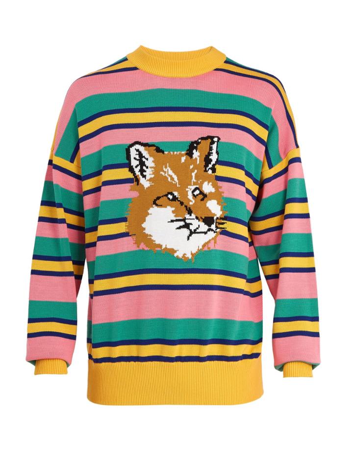 Ader Error X Maison Kitsuné Striped Crew-neck Sweater