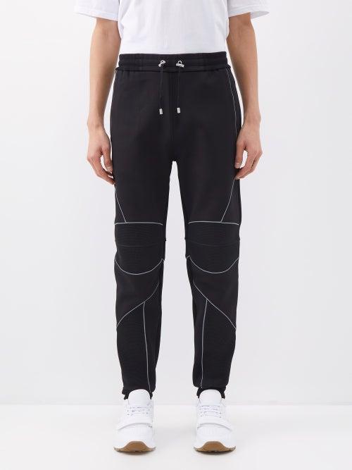 Balmain - Biker Panelled Jersey Track Pants - Mens - Black