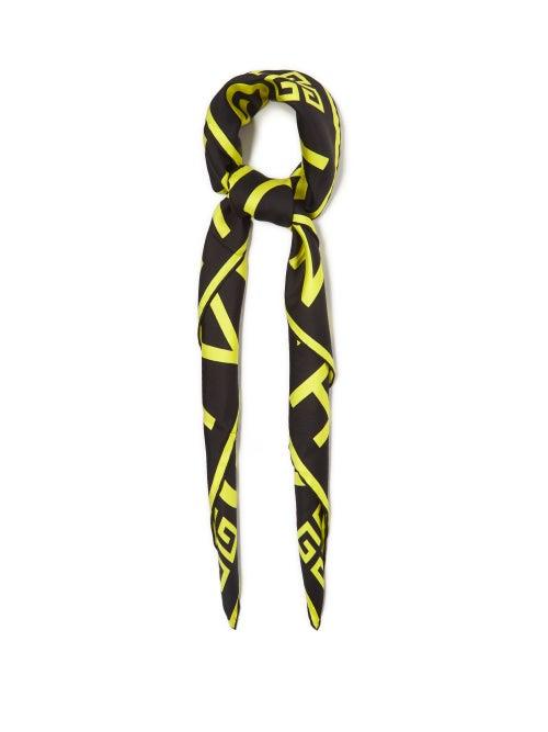 Givenchy - 4g-print Silk-twill Scarf - Womens - Black Yellow