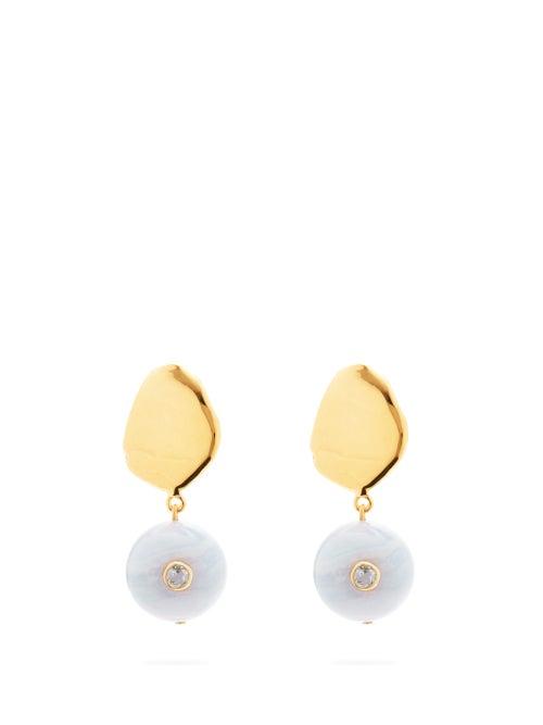Matchesfashion.com Lizzie Fortunato - Lalla Agate, Topaz & Gold-plated Earrings - Womens - Gold