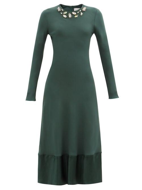 Matchesfashion.com Ssone - Chase Crystal-appliqu Dress - Womens - Khaki