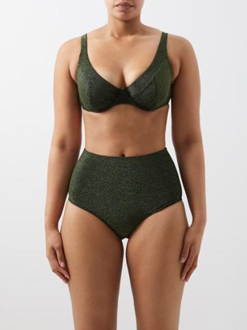 Form And Fold - The Line Metallic Underwired D-g Bikini Top - Womens - Dark Khaki