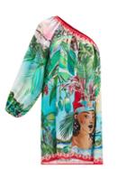 Matchesfashion.com Hester Bly - The Aimata One-shoulder Bora Bora-print Silk Dress - Womens - Multi