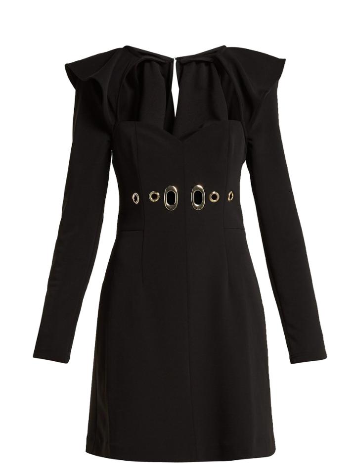 Self-portrait Ruffled Cutout Crepe Mini Dress