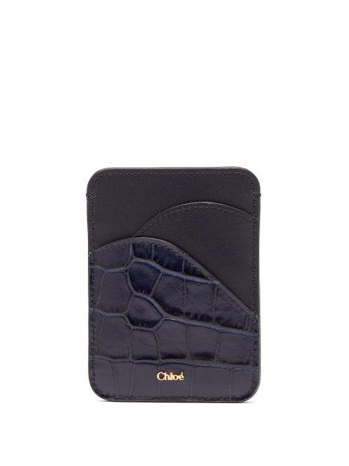 Matchesfashion.com Chlo - Walden Crocodile Embossed Leather Cardholder - Womens - Navy