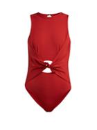 Matchesfashion.com Skin - The Naomi Tie Front Swimsuit - Womens - Red