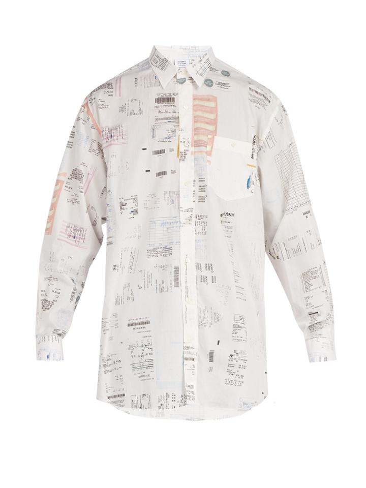 Vetements Receipt-print Cotton Shirt