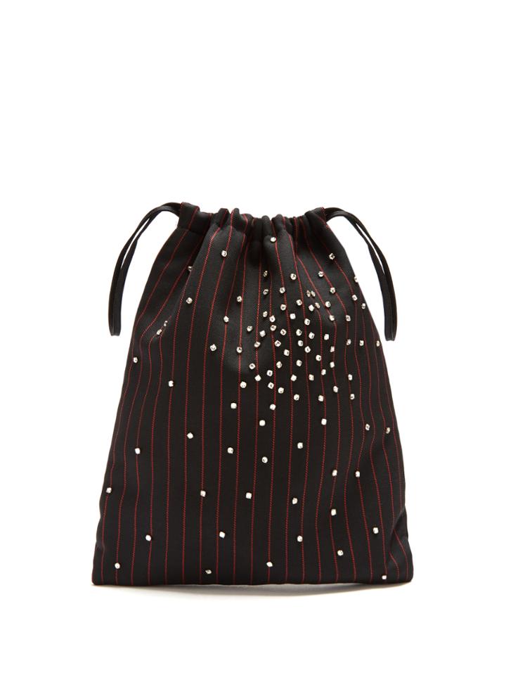 Attico Crystal-embellished Striped Drawstring Pouch