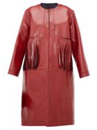 Matchesfashion.com Sara Lanzi - Fringed Coated Wool Blend Coat - Womens - Red
