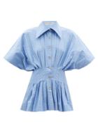 Ladies Rtw Palmer//harding - Courageous Hearts Organic Cotton-blend Shirt - Womens - Light Blue