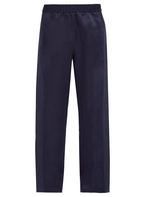Matchesfashion.com Hope - Break Silk Satin Trousers - Mens - Dark Blue