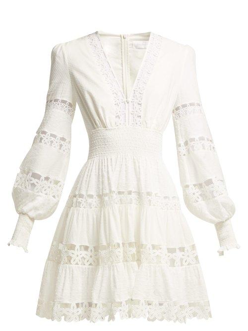 Matchesfashion.com Zimmermann - Primrose Daisy Cotton Mini Dress - Womens - Ivory