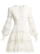 Matchesfashion.com Zimmermann - Primrose Daisy Cotton Mini Dress - Womens - Ivory