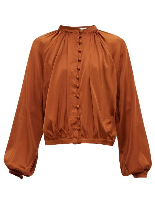 Matchesfashion.com Cheval Pampa - Gloria Silk Blend Satin Blouse - Womens - Brown