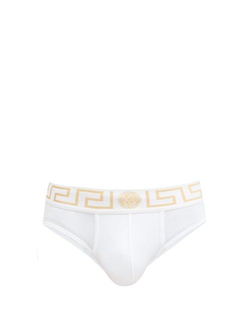 Versace - Medusa-jacquard Low-rise Stretch-cotton Briefs - Mens - White