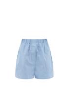The Frankie Shop - Lui Organic Cotton-poplin Boxer Shorts - Womens - Light Blue