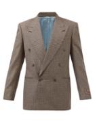 Gucci - Double-breasted Birdseye-check Wool Suit Jacket - Mens - Beige Multi