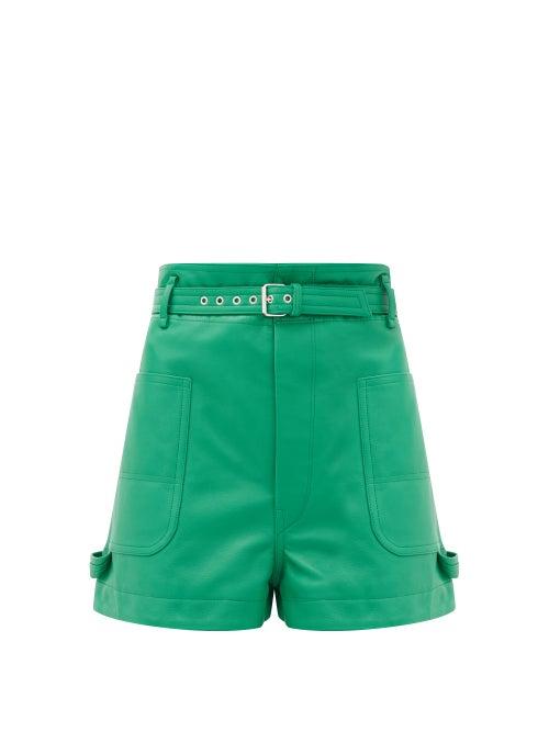 Matchesfashion.com Isabel Marant - Xike Belted Leather Shorts - Womens - Green