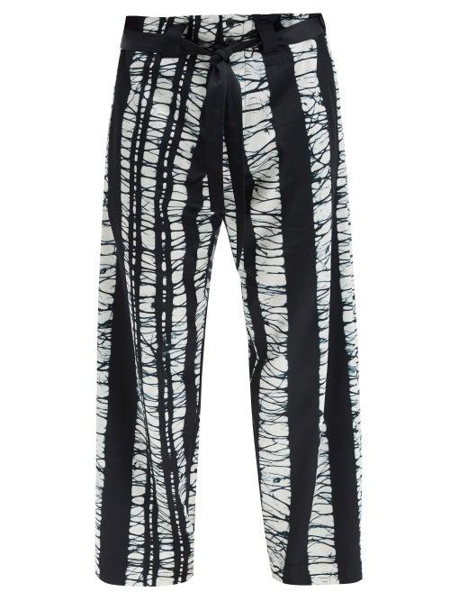 Nicholas Daley - Roketsu-dyed Rayon-blend Twill Trousers - Mens - Navy White