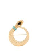 Matchesfashion.com Etro - Turquoise And Crystal Embellished Snake Brooch - Womens - Gold