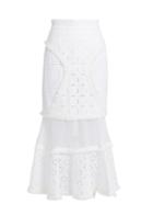 Matchesfashion.com Andrew Gn - Broderie Anglaise Panelled Cotton Skirt - Womens - White